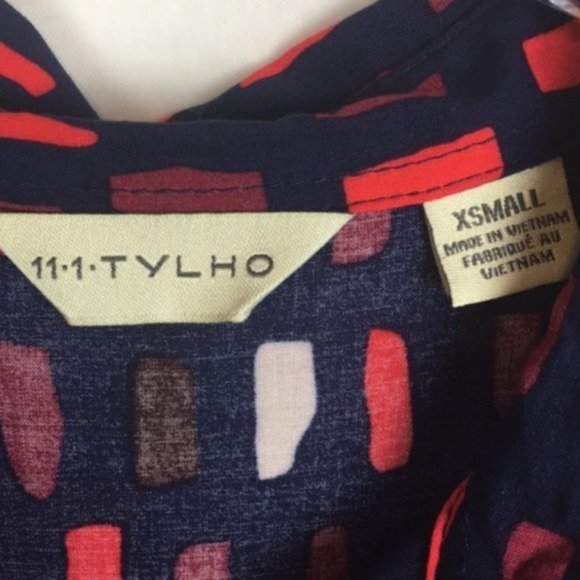 Anthro Tylho Shirtdress Full Skirt Pockets Navy XS - Picture 8 of 11